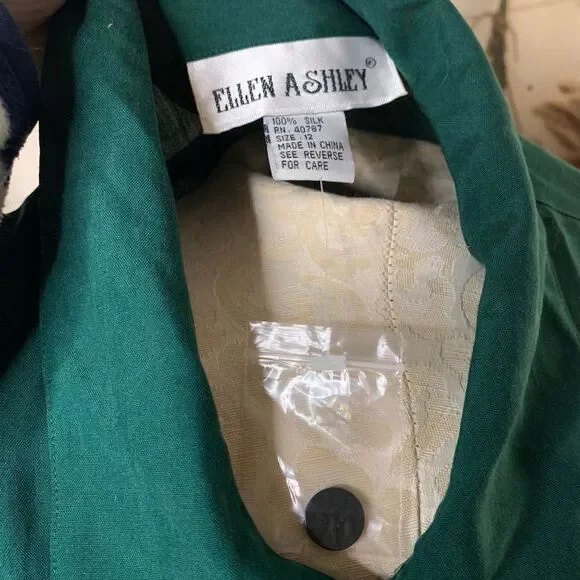 COPY - NWT Vintage Ellen Ashley Green Silk Long Sleeve Pleated Shirt Dress Size… - Picture 5 of 7